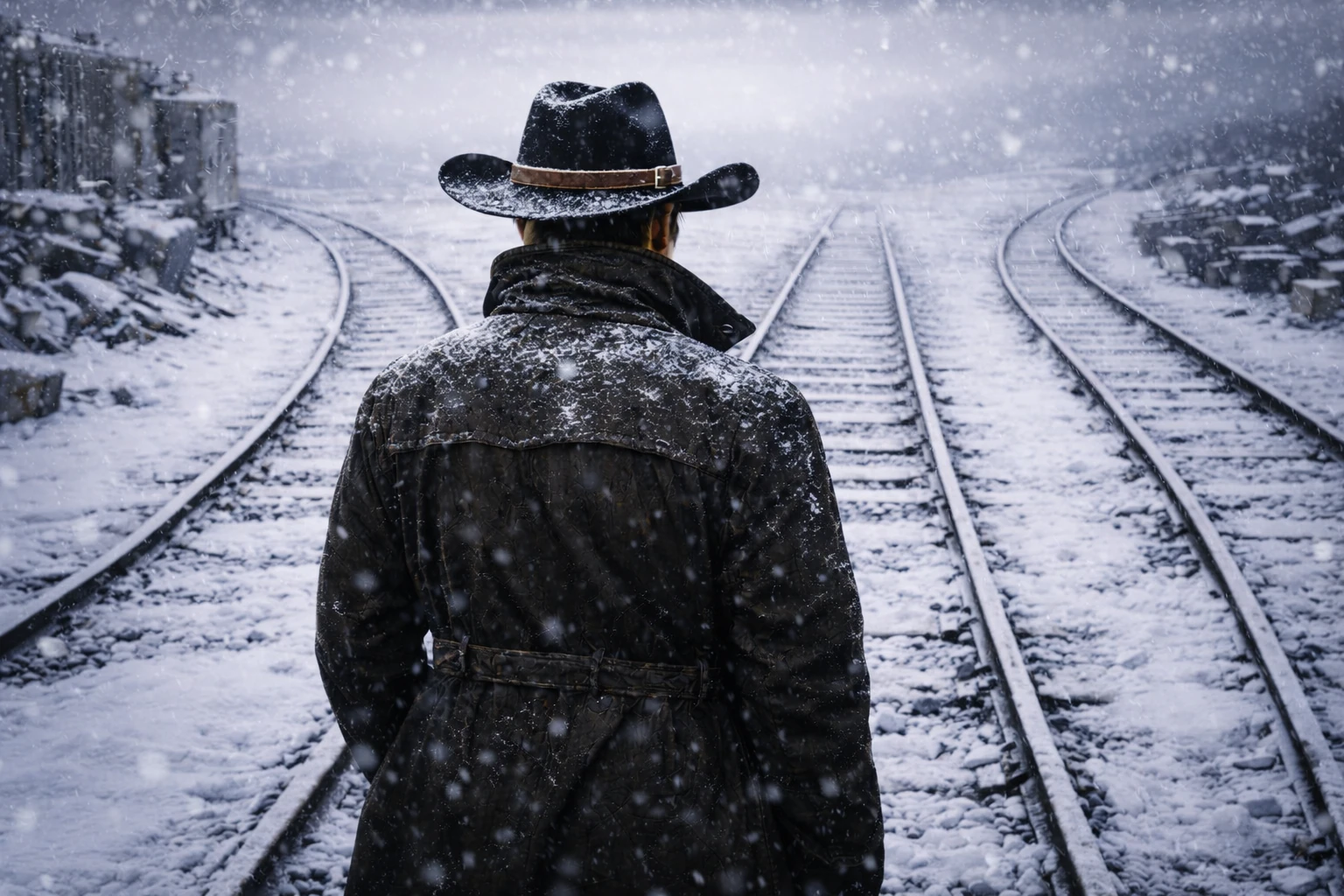 Развилка на рельсовых путях: три направления через металлические нагромождения